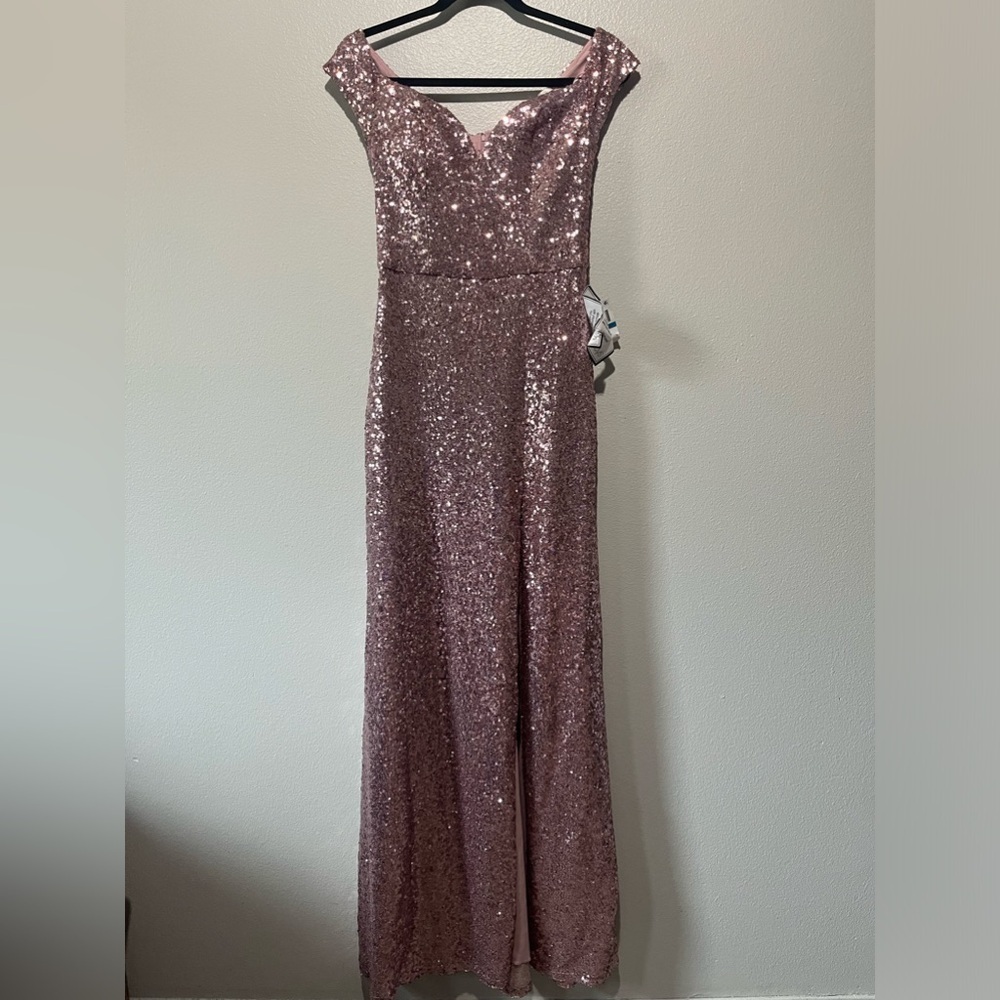 B.DARLIN- NWT Shimmery Sequin Elegant Mauve Pink Dress Size 9/10